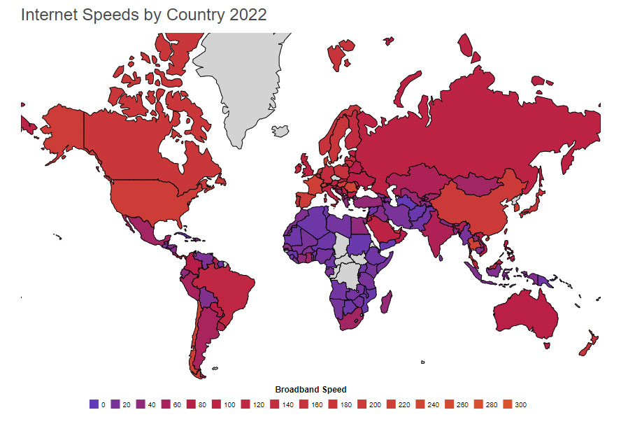 Dünya internet hızı haritası